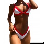 Huaxiafan Womens Sexy High Cut Triangle Thong Bikini Set Two Piece Swimsuits White B07LCK878M